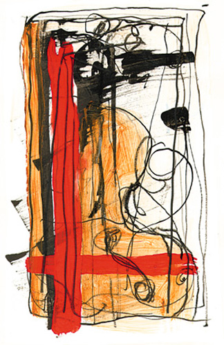 Violon encre, acrylique sur papier