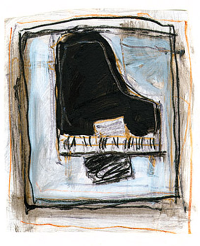 Piano, acrylique sur papier