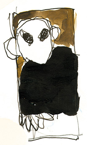 Portrait, acrylique et encre