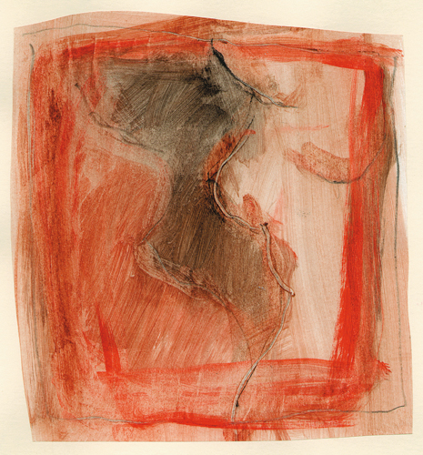 Nu - Dessin et acrylique sur papier journal